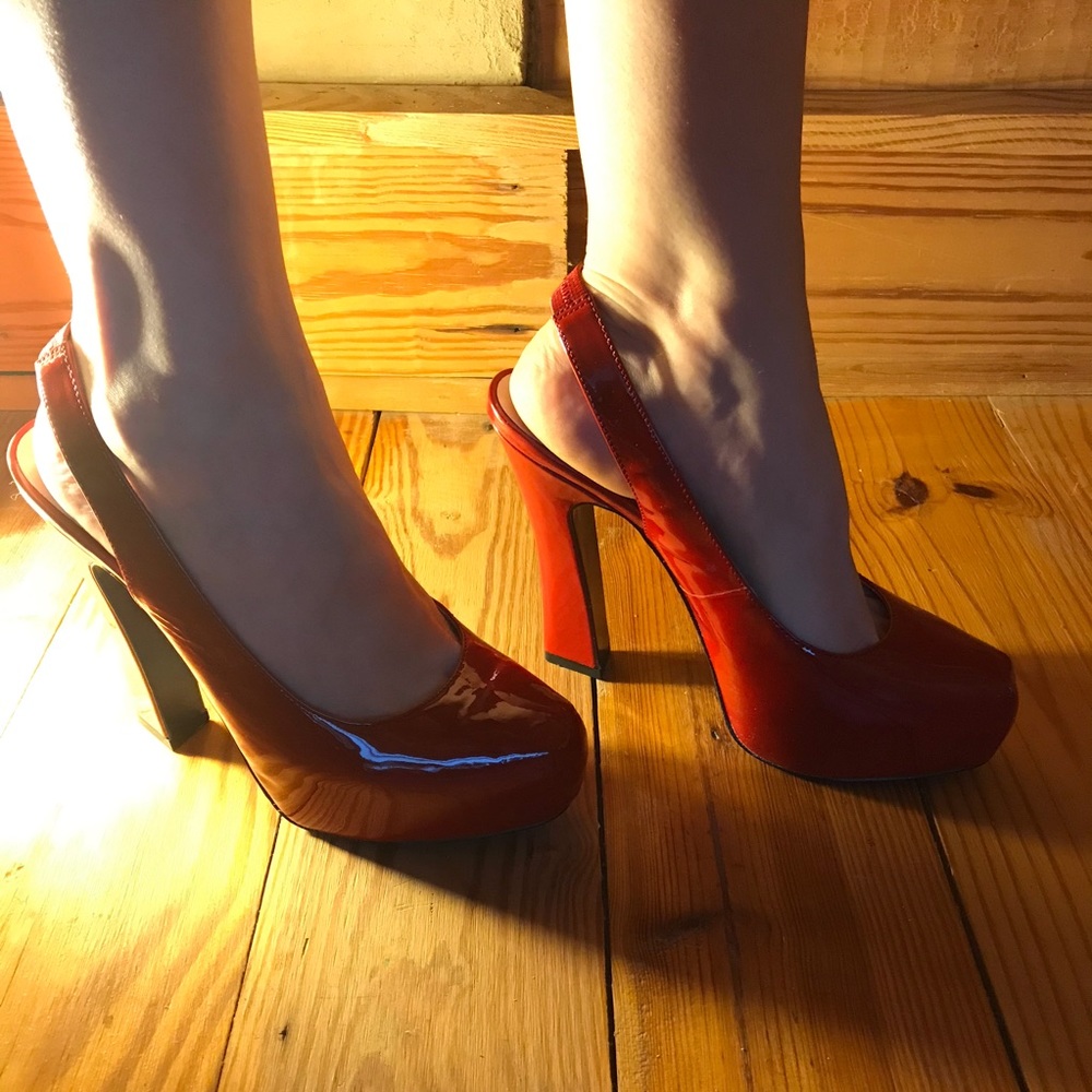 JSL Studio Red Leather Sling Back Heels, NWT, 8.5 - Picture 13 of 15